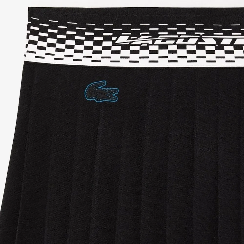 NWT Lacoste Pleated Tennis Skirt Black White Green Logo Waistband 38 / 8 Small_9